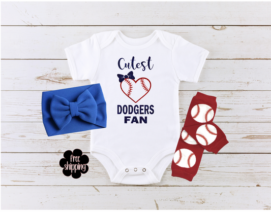 Cutest Baseball Fan baby bodysuit, Los Angeles Baseball
