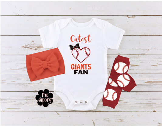 Cutest Baseball Fan baby bodysuit, San Fran Baseball