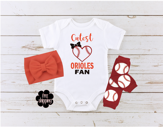 Cutest Baseball Fan baby bodysuit, Baltimore Baseball