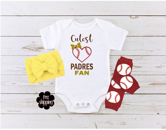 Cutest Baseball Fan baby bodysuit, San Diego Baseball
