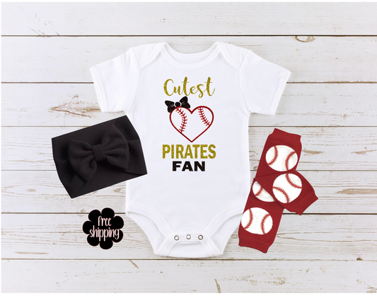Cutest Baseball Fan baby bodysuit, Pittsburgh Baseball