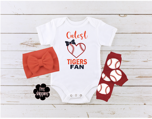 Cutest Baseball Fan baby bodysuit, Detroit Baseball