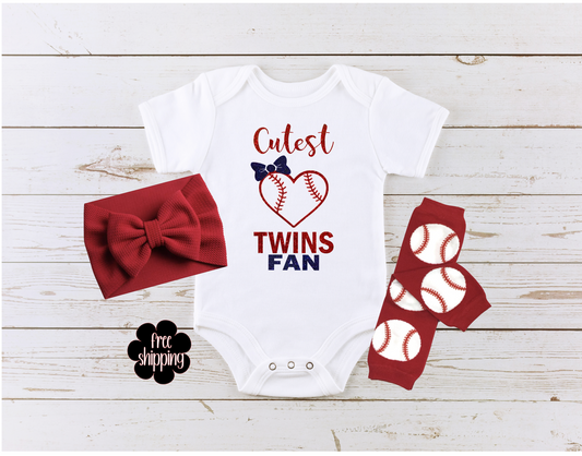 Cutest Baseball Fan baby bodysuit, Minnesota Baseball