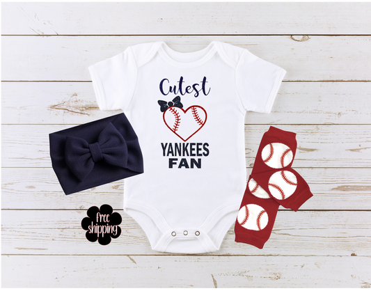 Cutest Baseball Fan baby bodysuit, NY Baseball
