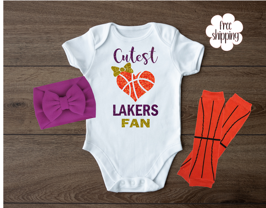 Cutest Basketball Fan baby bodysuit, LA Basketball