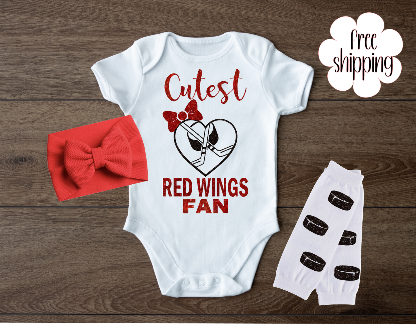 Cutest Hockey Fan baby bodysuit, Detroit Hockey