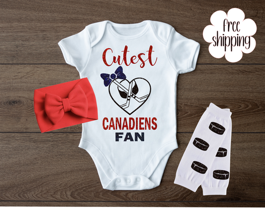 Cutest Hockey Fan baby bodysuit, Montreal Hockey