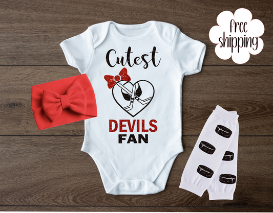 Cutest Hockey Fan baby bodysuit, NJ Hockey