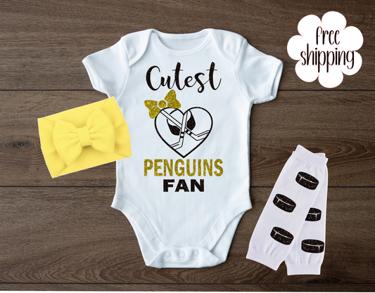 Cutest Hockey Fan baby bodysuit, Pittsburgh Hockey
