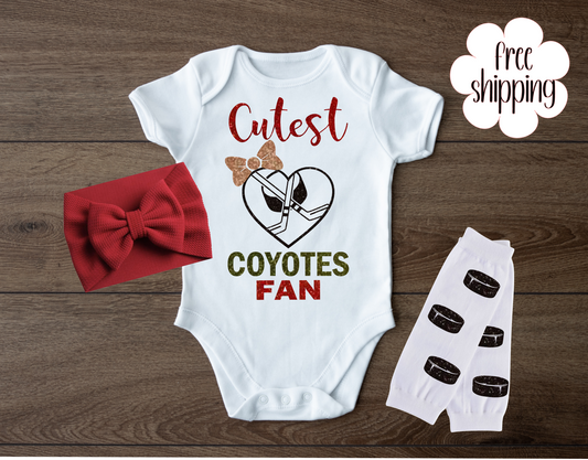 Cutest Hockey Fan baby bodysuit, Arizona Hockey