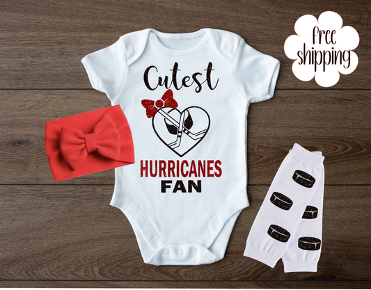 Cutest Hockey Fan baby bodysuit, Carolina Hockey