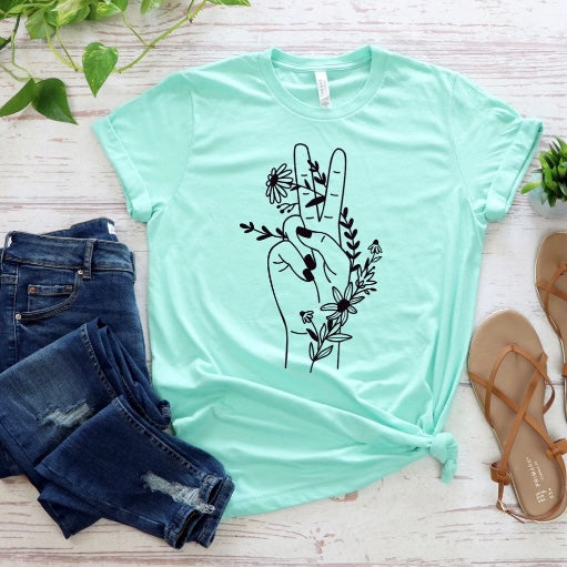 Floral Hand Peace adult unisex shirt