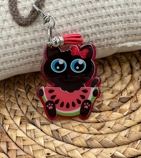 Black cat acrylic Keychain