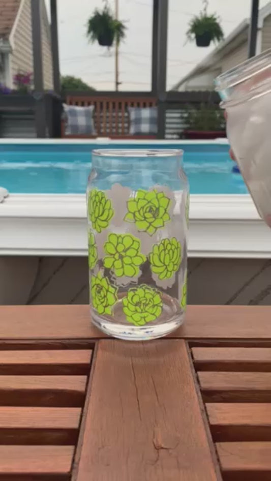 Succulent Color Changing 16 oz Glass can