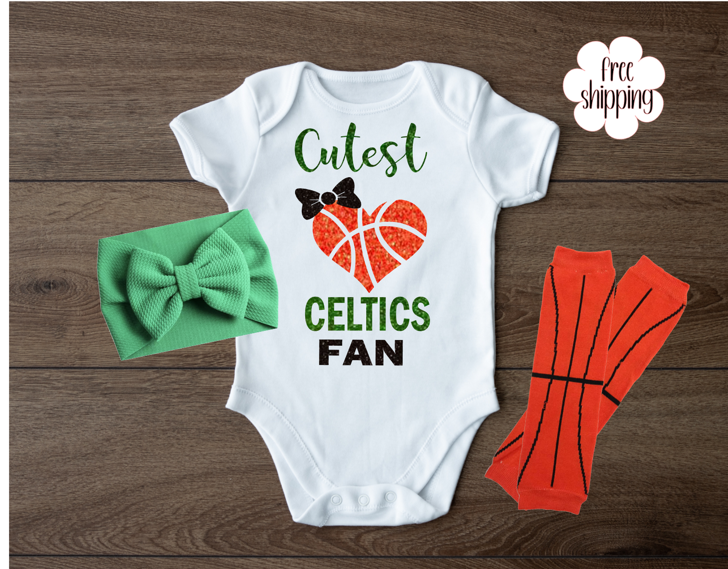 Cutest Basketball Fan baby bodysuit, Boston Basketball