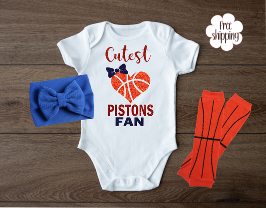 Cutest Basketball Fan baby bodysuit, Detroit Basketball