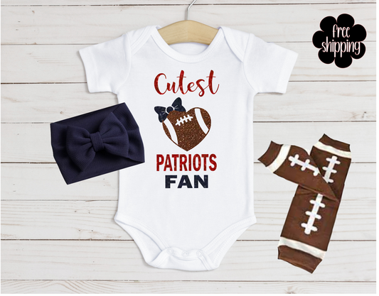 Cutest Football Fan baby bodysuit, New England Football