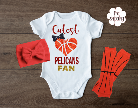 Cutest Basketball Fan baby bodysuit, New Orleans Basketball