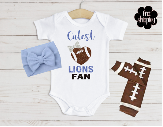 Detroit Lions Football Fan Baby Infant Dress or Headband 