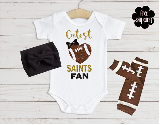 Cutest Football Fan baby bodysuit, New Orleans Football