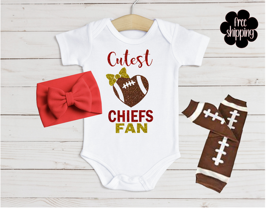 Cutest Football Fan baby bodysuit, Kansas City Football