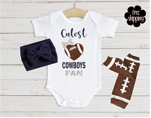 Cutest Football Fan baby bodysuit, Dallas Football