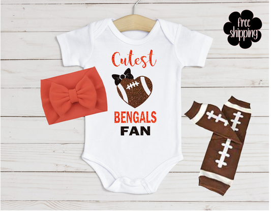 Cutest Football Fan baby bodysuit, Cincinnatti Football