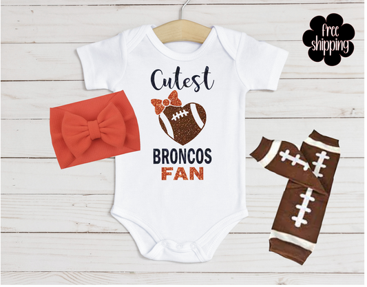 Cutest Broncos Fan Football Bodysuit Outfit for Baby Girl 