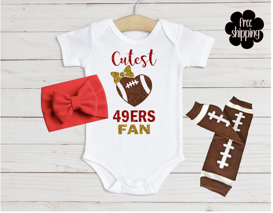 Cutest Football Fan baby bodysuit, San Francisco Football