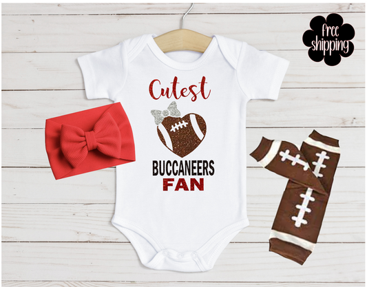 Cutest Football Fan baby bodysuit, TB Football