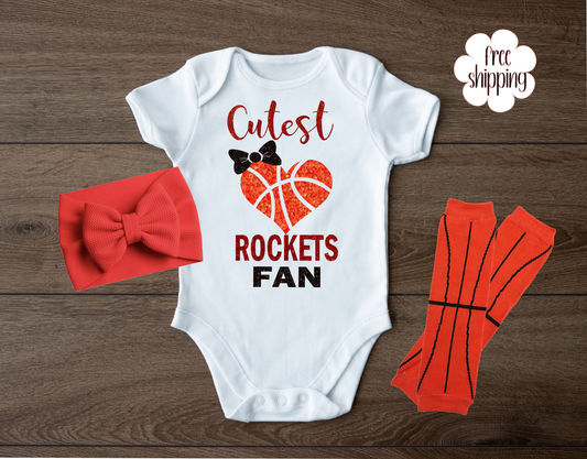 Cutest Basketball Fan baby bodysuit, Houston Basketball