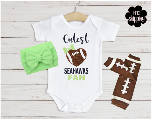 Cutest Football Fan baby bodysuit, Seattle Football