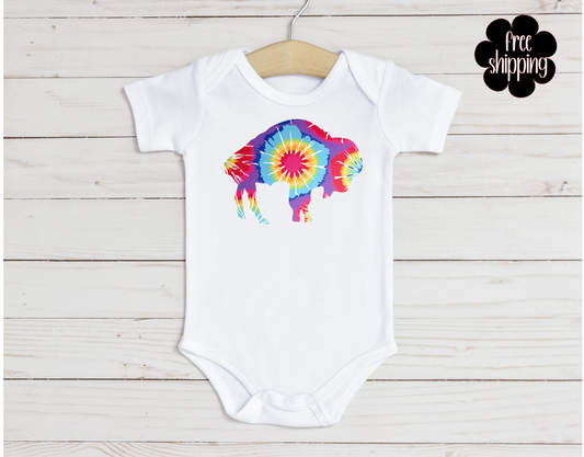 Tie Dye Buffalo baby bodysuit