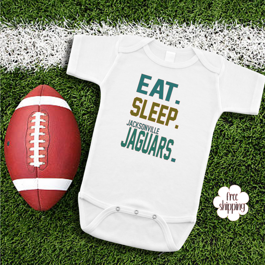 Eat Sleep Football baby bodysuit, Jacksonville Football