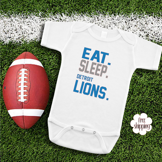 Eat Sleep Football baby bodysuit, Detroit Football