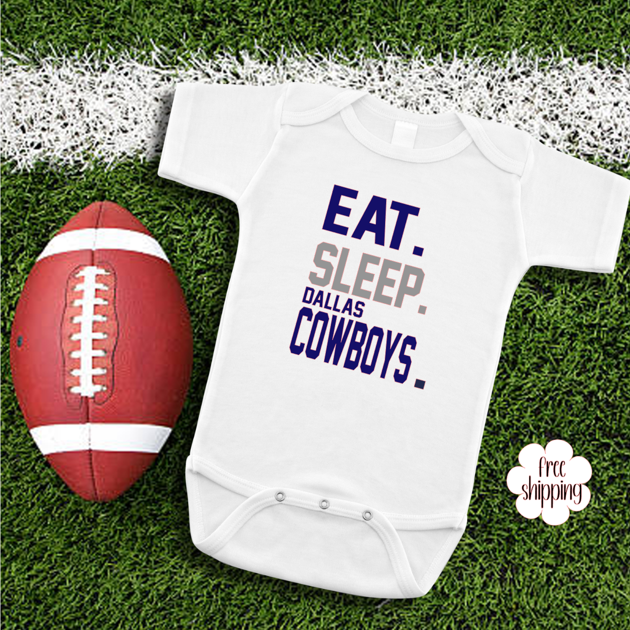 Eat Sleep Football baby bodysuit, Dallas Football