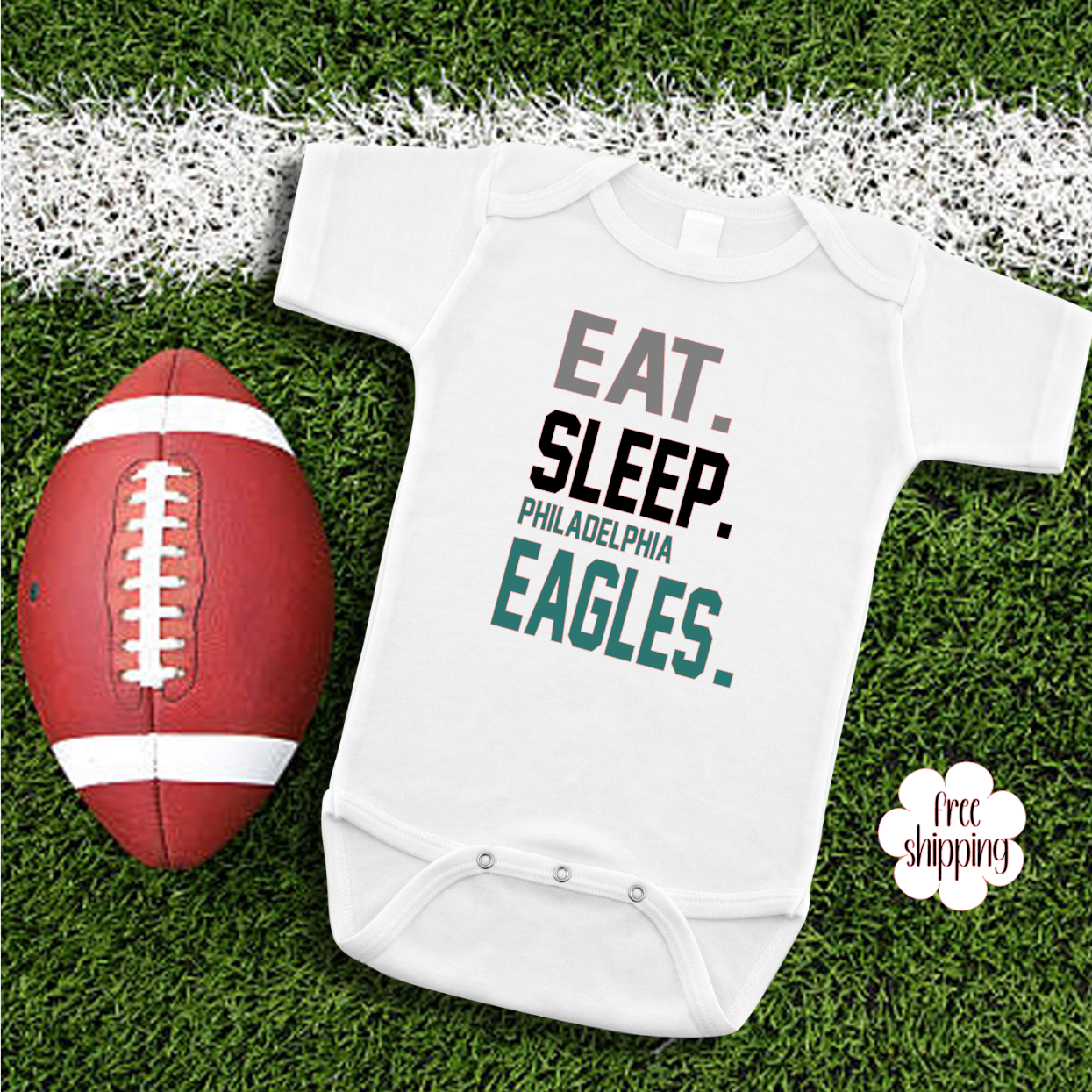 Eat Sleep Football baby bodysuit, Philly Football