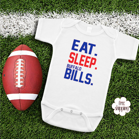 Eat Sleep Football baby bodysuit, Buffalo Football