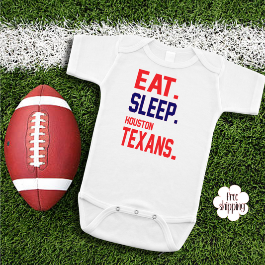 Eat sleep Football baby bodysuit, Houston Football