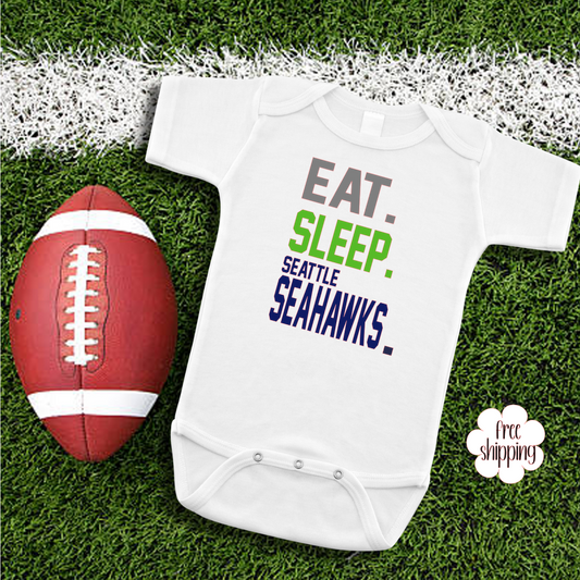 Eat sleep Football baby bodysuit, Seattle Football