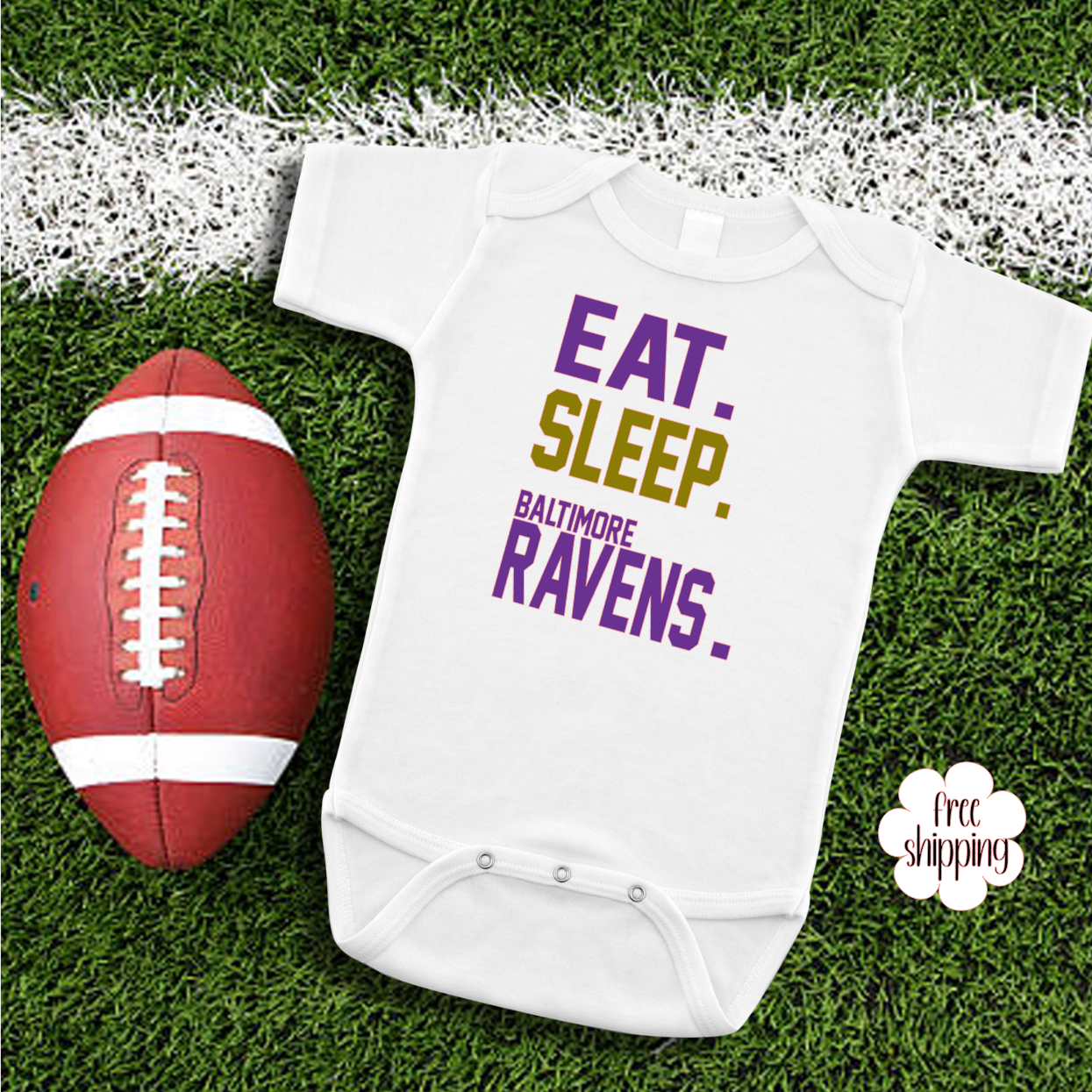 Eat Sleep Football baby bodysuit, Baltimore Football