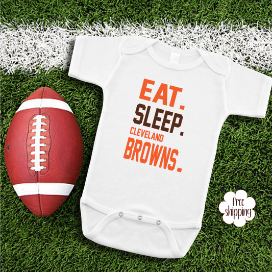 Eat Sleep Football baby bodysuit, Cleveland Football