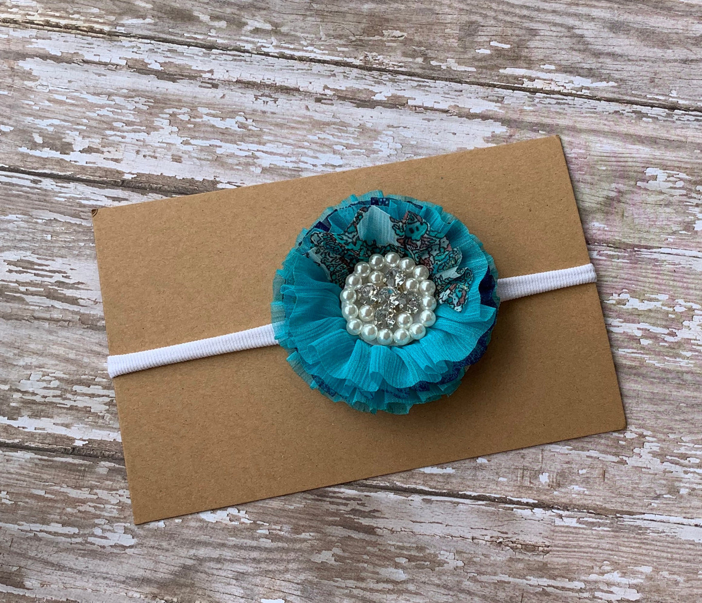 Blue flower baby headband