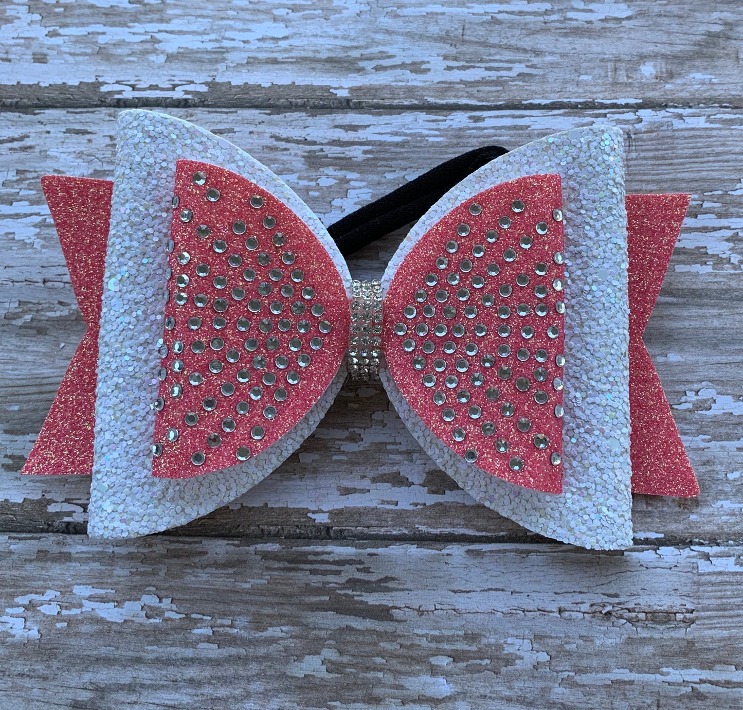 Rhinestone cheer bow, sunburst pattern