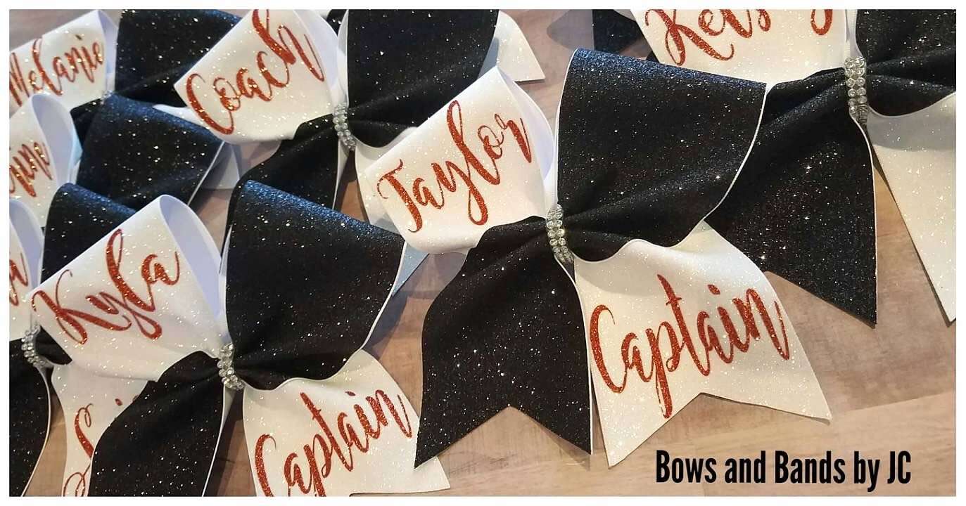 Glitter cheer bow with name