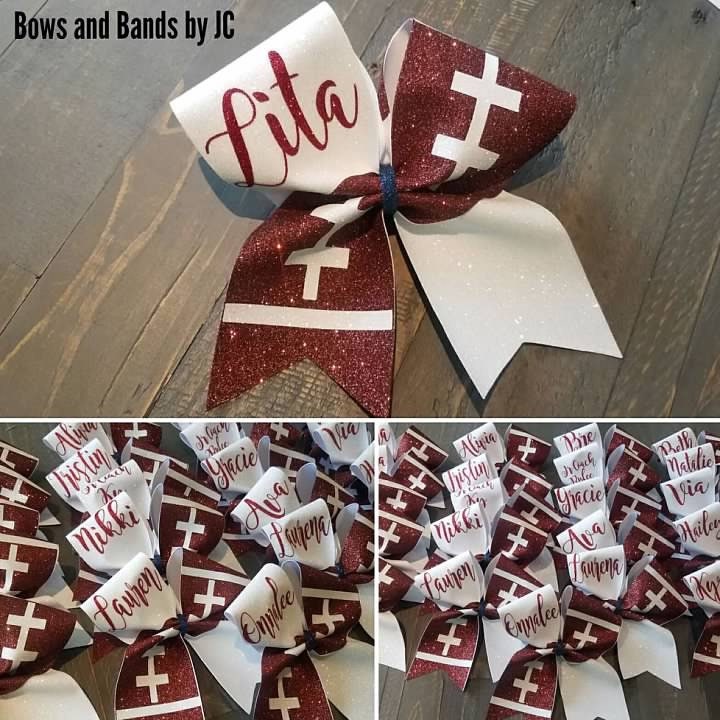 Football cheer bows with name