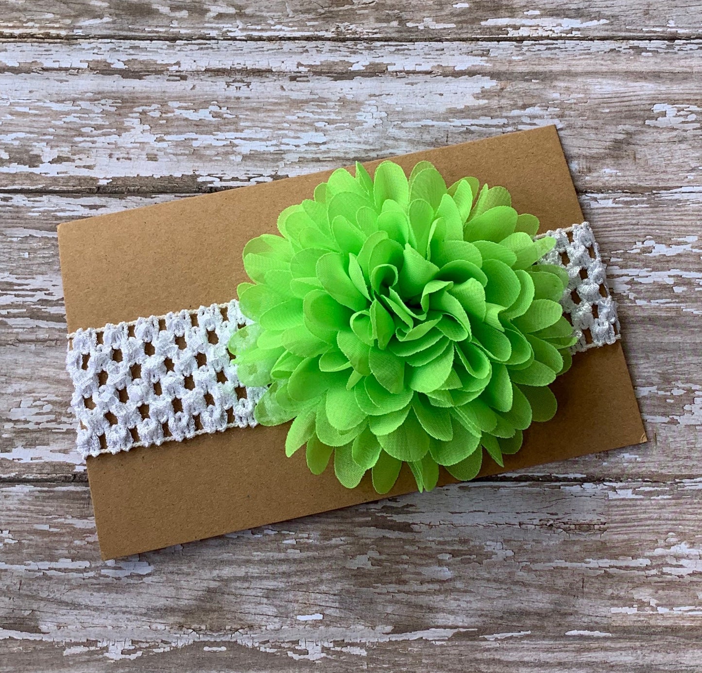 Bright Green flower baby headband