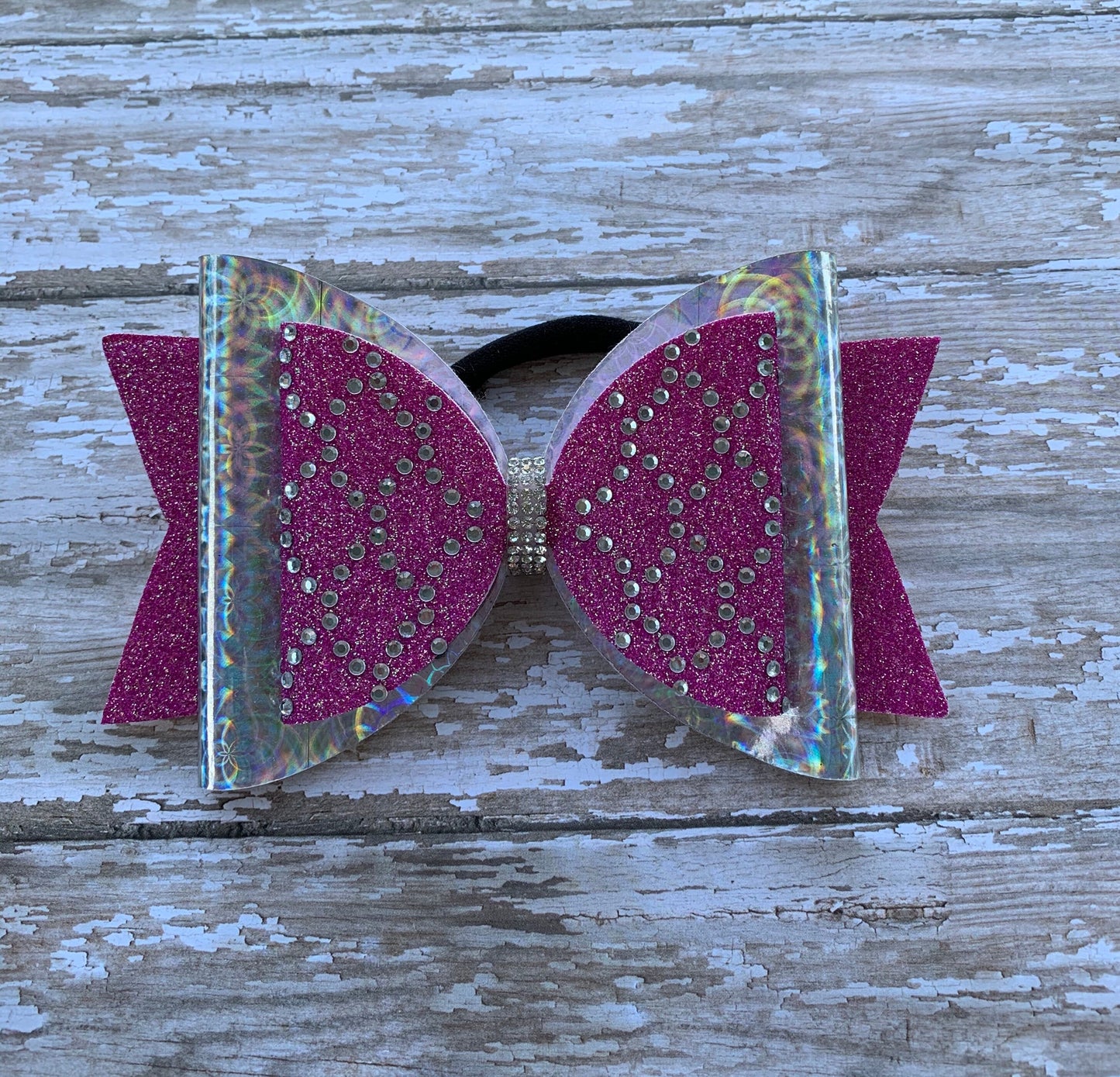 Rhinestone cheer bow, mermaid pattern