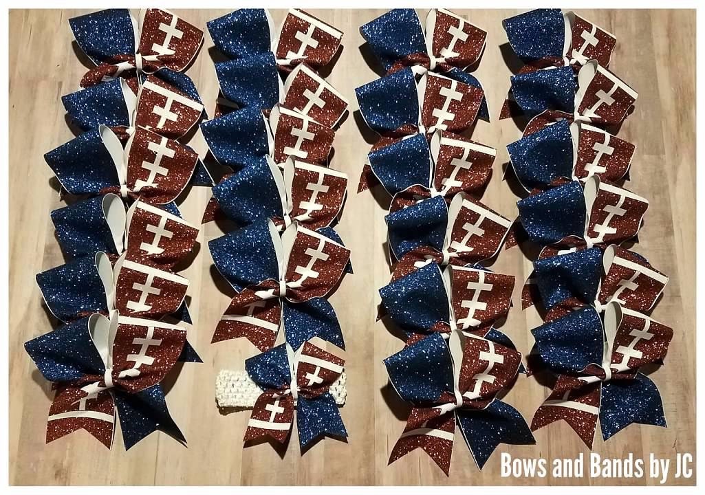 Football glitter cheer bow