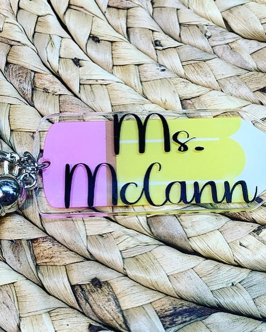 Personalized Teacher Pencil Acrylic keychain